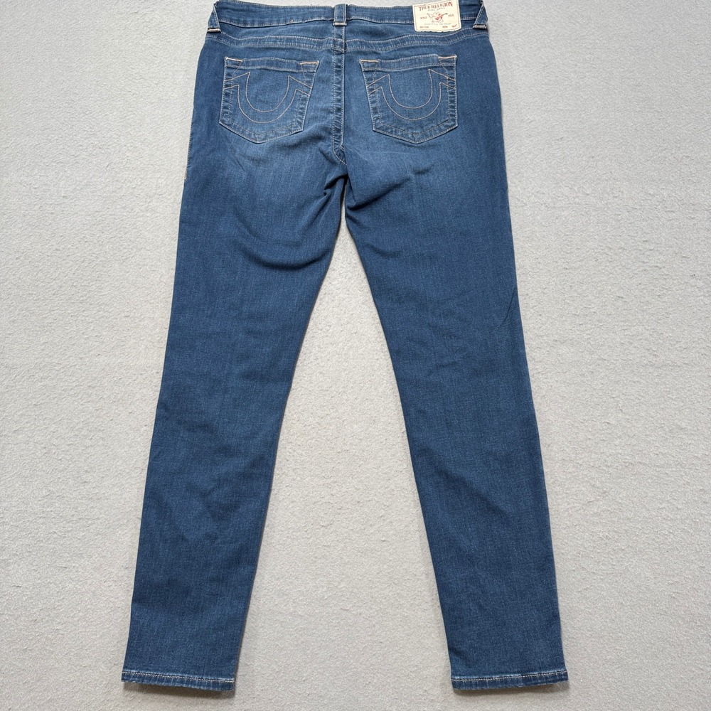 True Religion Jeans Women's 32 Blue Denim Halle Mid Rise Super Skinny Slim Fit - Picture 2 of 6